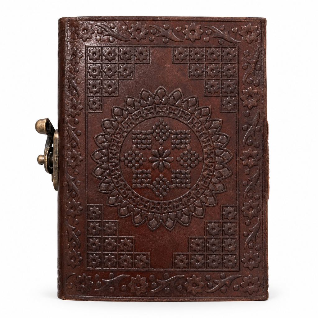 Peacock Feather Embossed Leather Journal