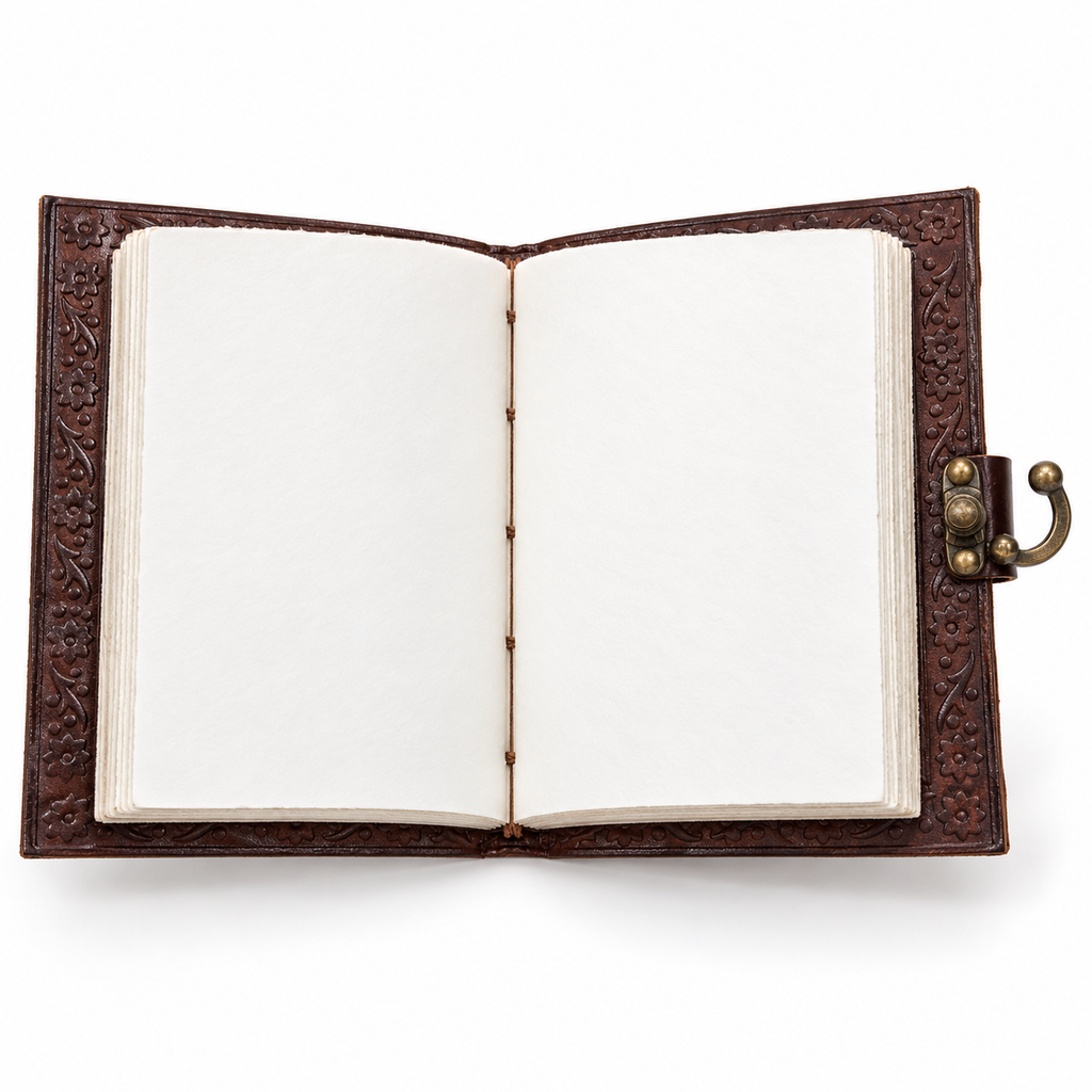 Peacock Feather Embossed Leather Journal
