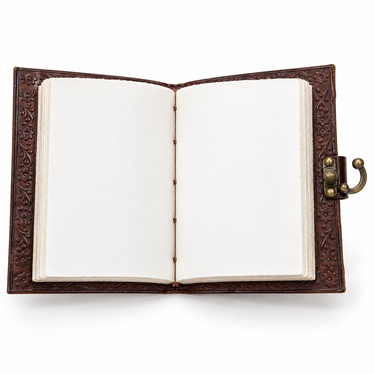 Peacock Feather Embossed Leather Journal