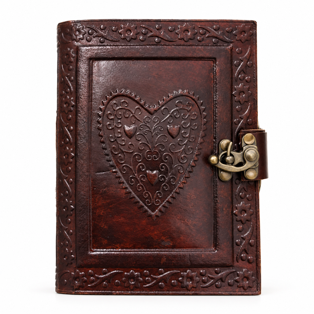 Hearts Embossed Leather Journal