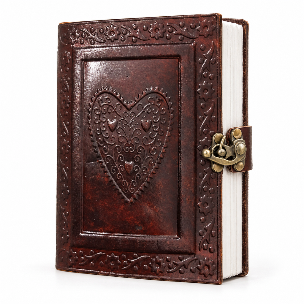 Hearts Embossed Leather Journal