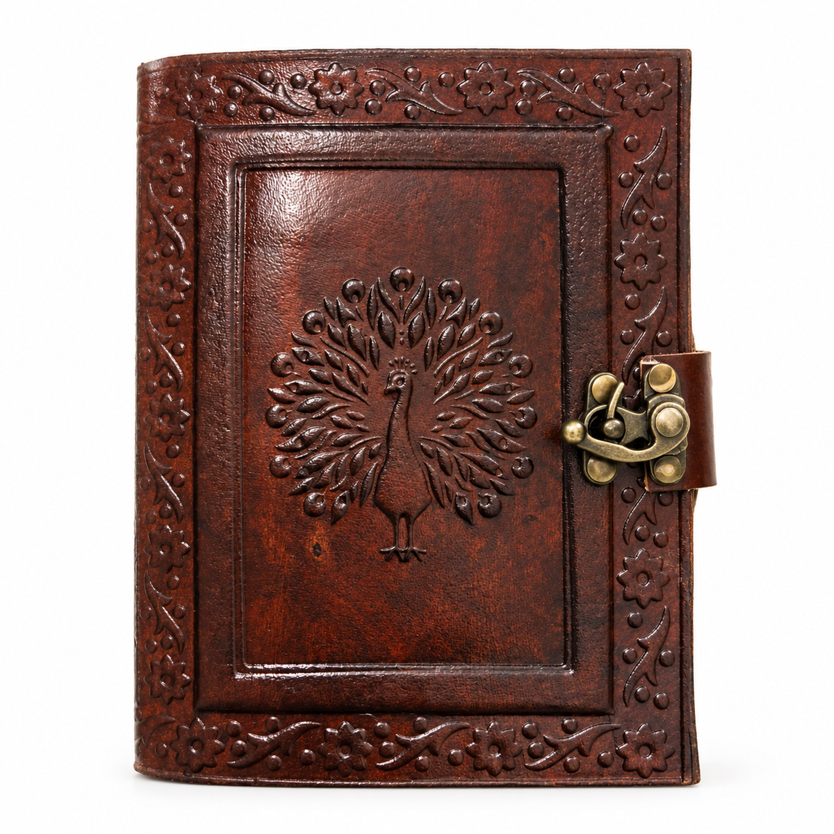 Majestic Peacock Embossed Leather Journal