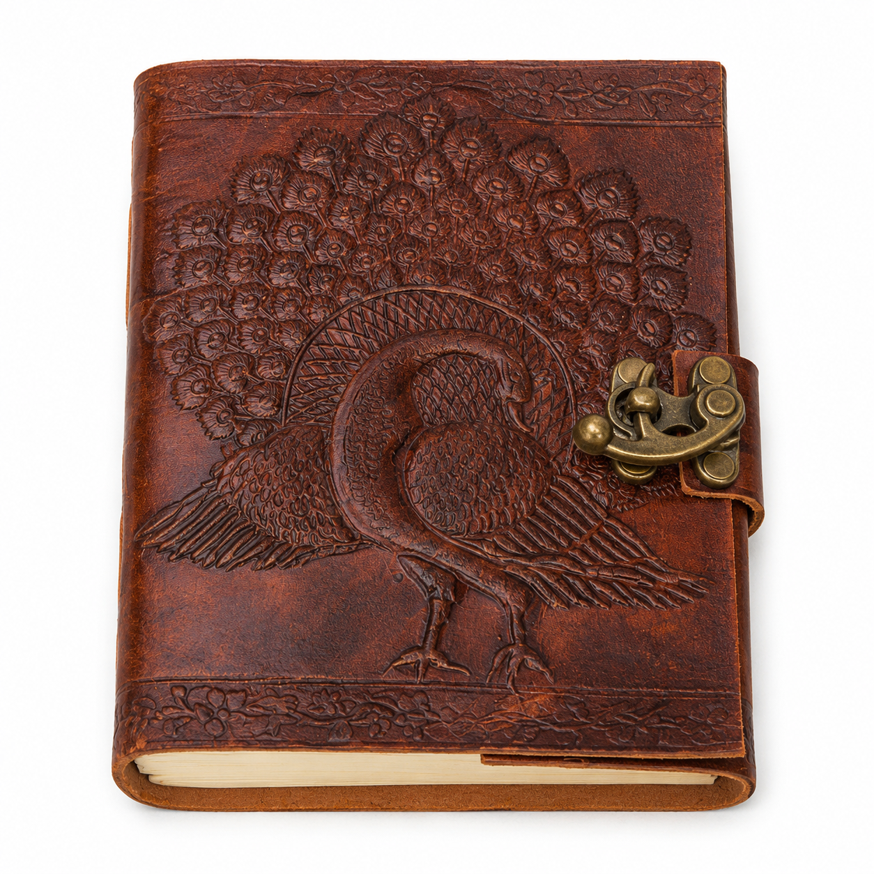 Peacock Embossed Leather Journal