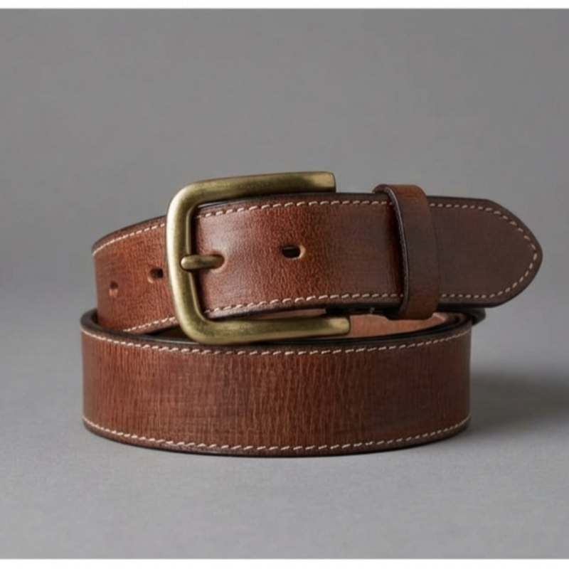 Heritage Stitch Leather Belt image 0