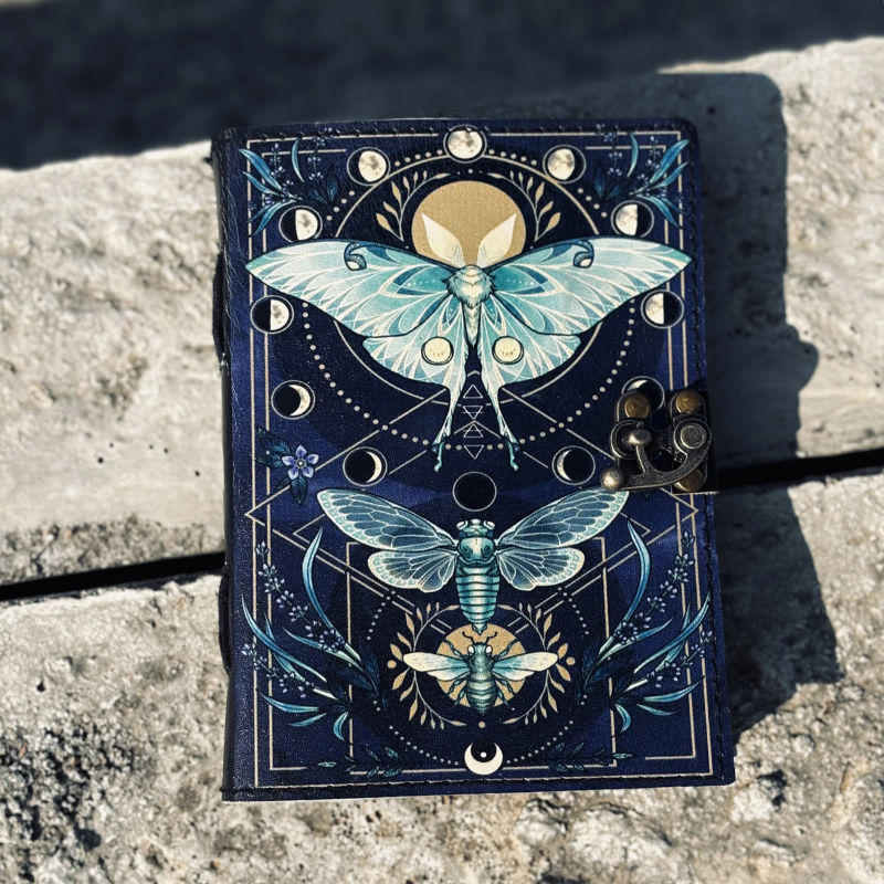 Celestial Moth Leather Journal
