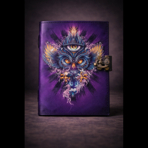 Cosmic Night Watcher Leather Journal