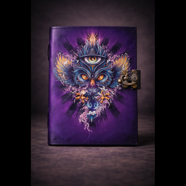 Cosmic Night Watcher Leather Journal